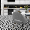 Porcelain Tile Geometric White / Black Room Scene