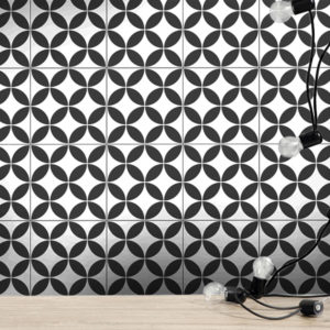 Porcelain Tile Floral White / Black Room Scene