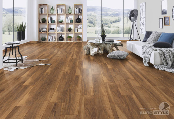 German Eurostyle Handscraped Laminate Appalachian Hickory Wood Laminate Swatch